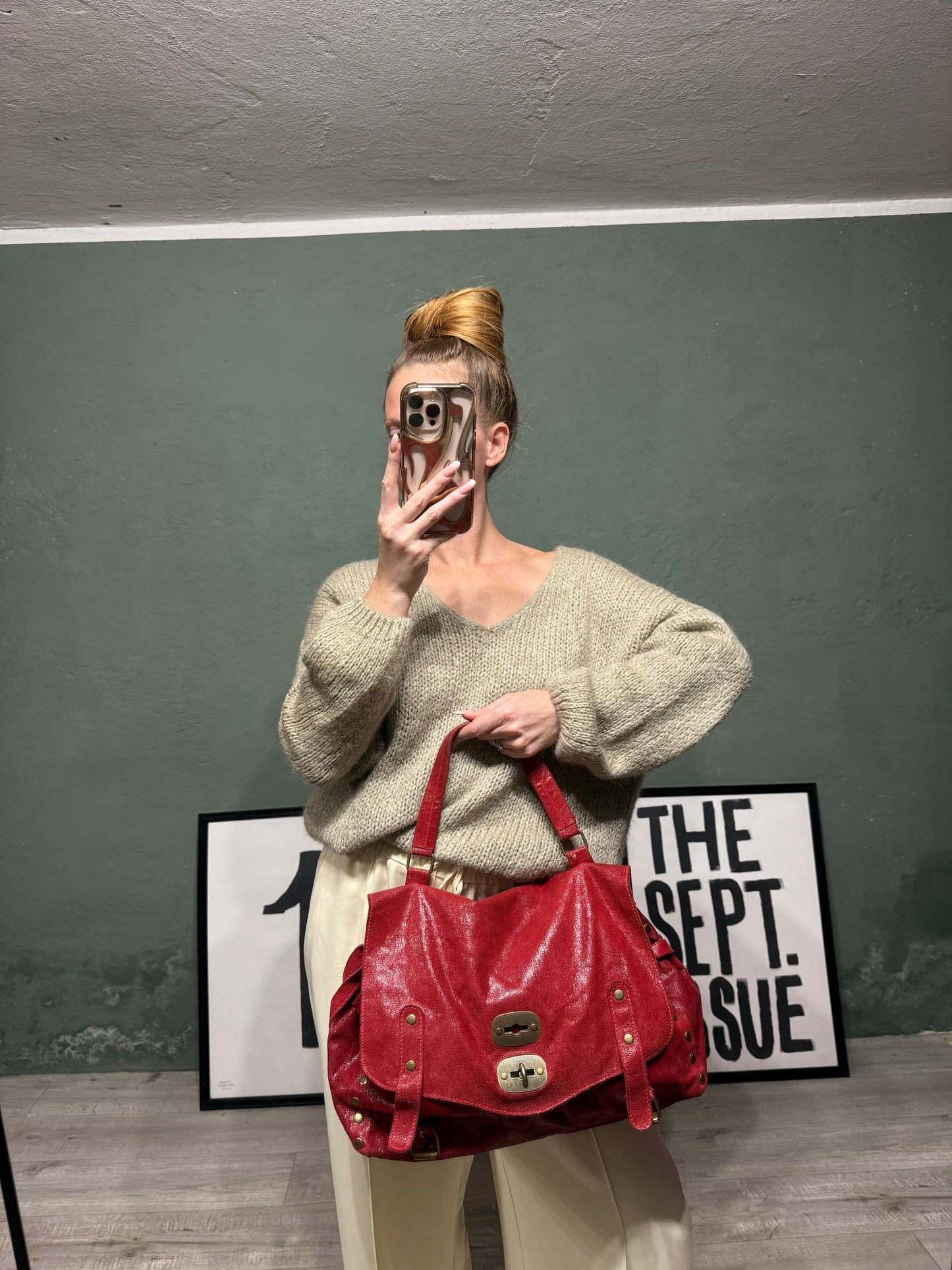 Postina in pelle ciliegia