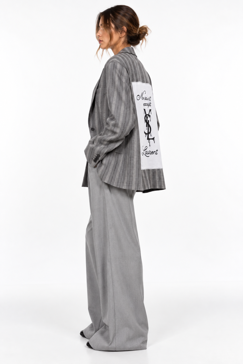 Blazer vintage rigato ‘No Saint except Laurent’