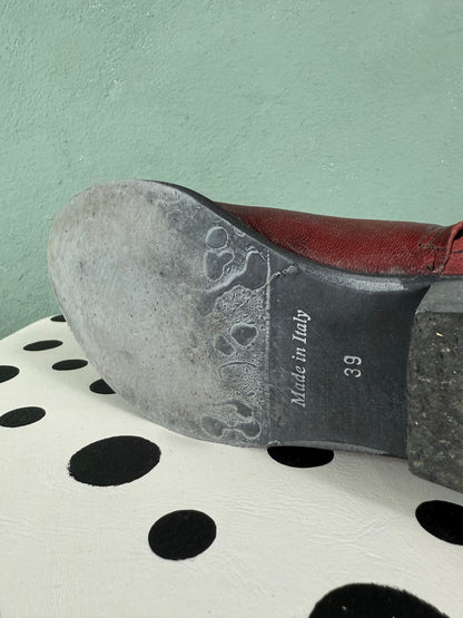 Texano in pelle borgogna n.39