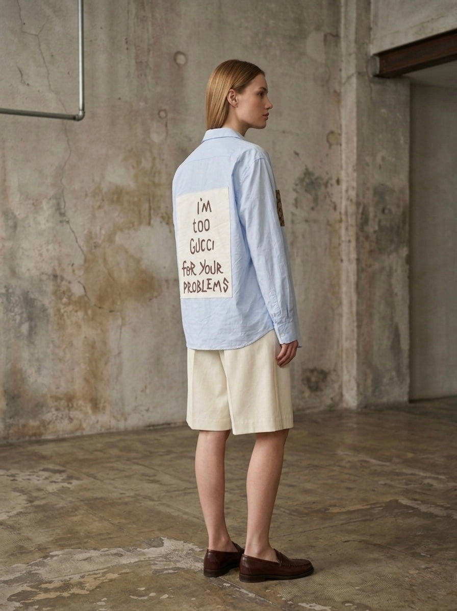 Camicia ‘I’m too Gucci’ reworked