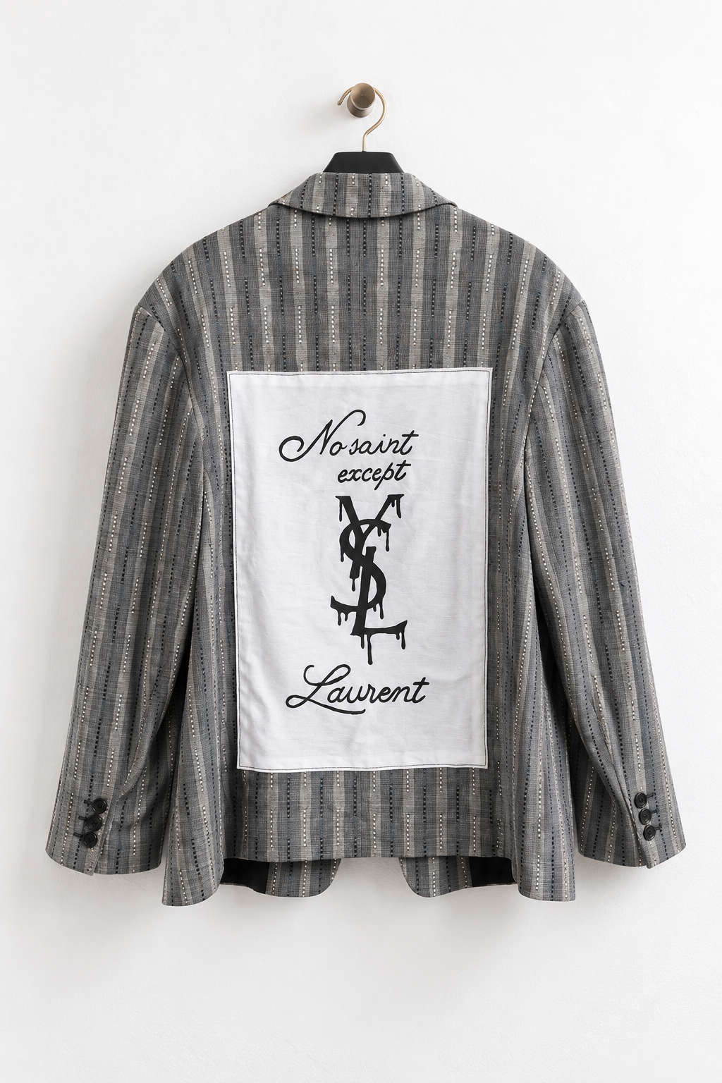 Blazer vintage rigato ‘No Saint except Laurent’