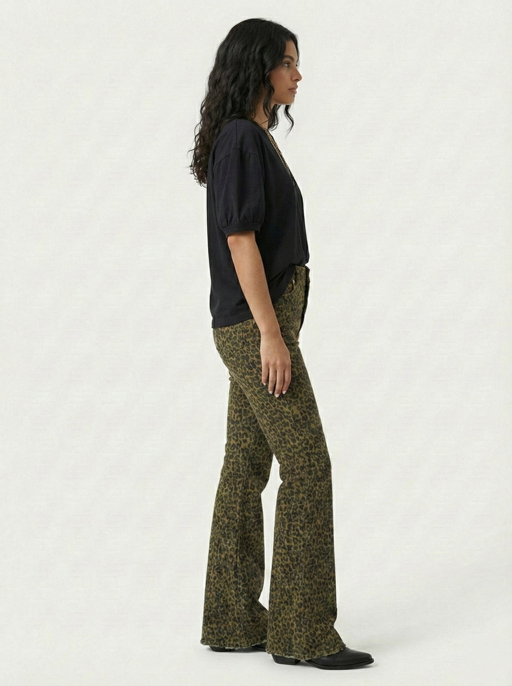 Jeans palazzo maculato elasticizzato