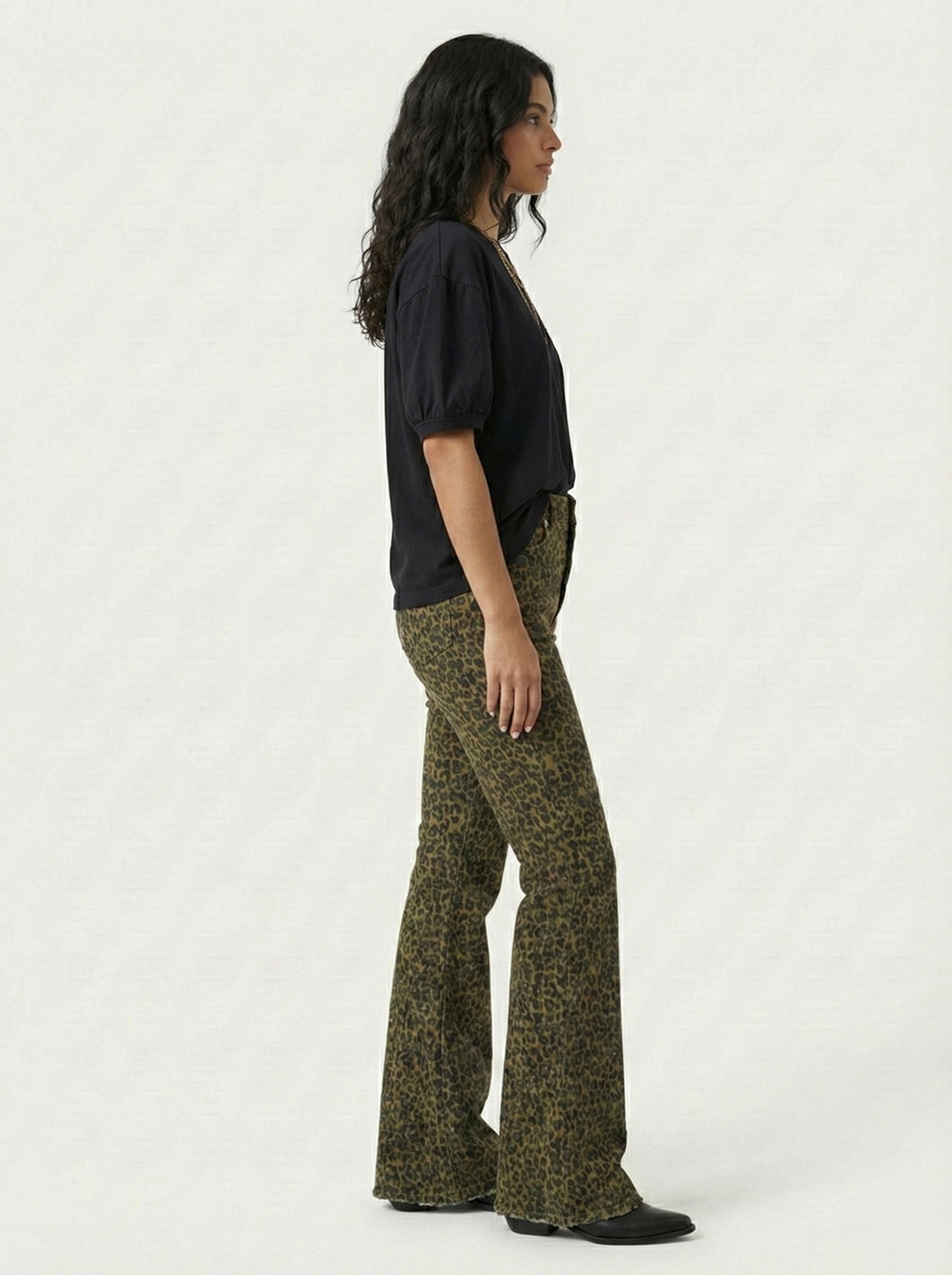 Jeans palazzo maculato elasticizzato