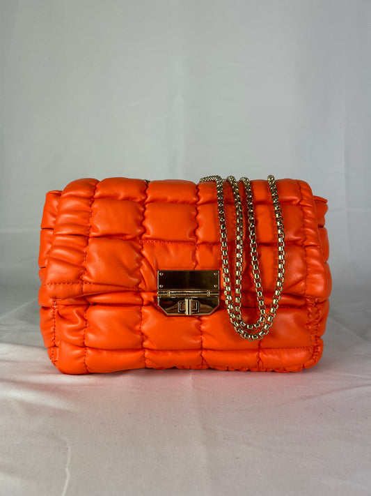 Orange pouf bag