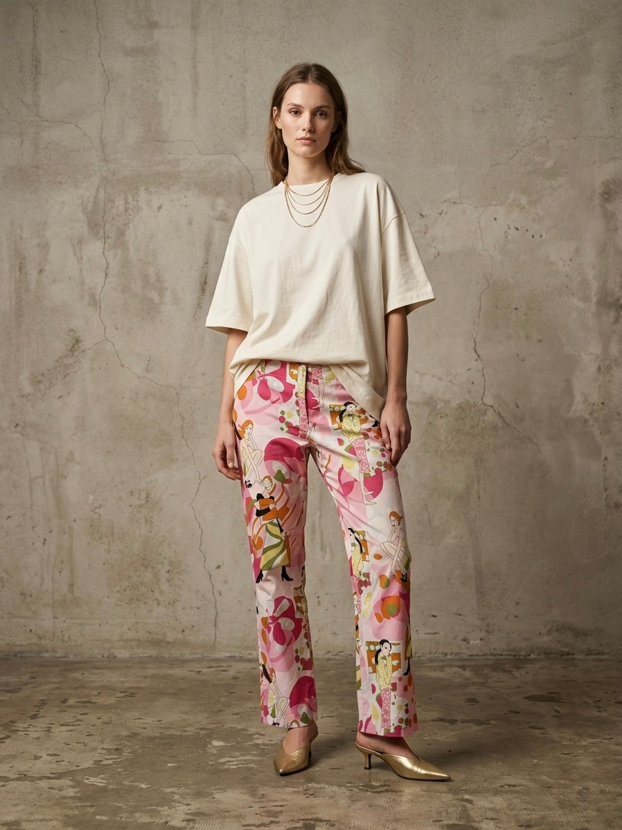 Pantalone cotone fantasia
