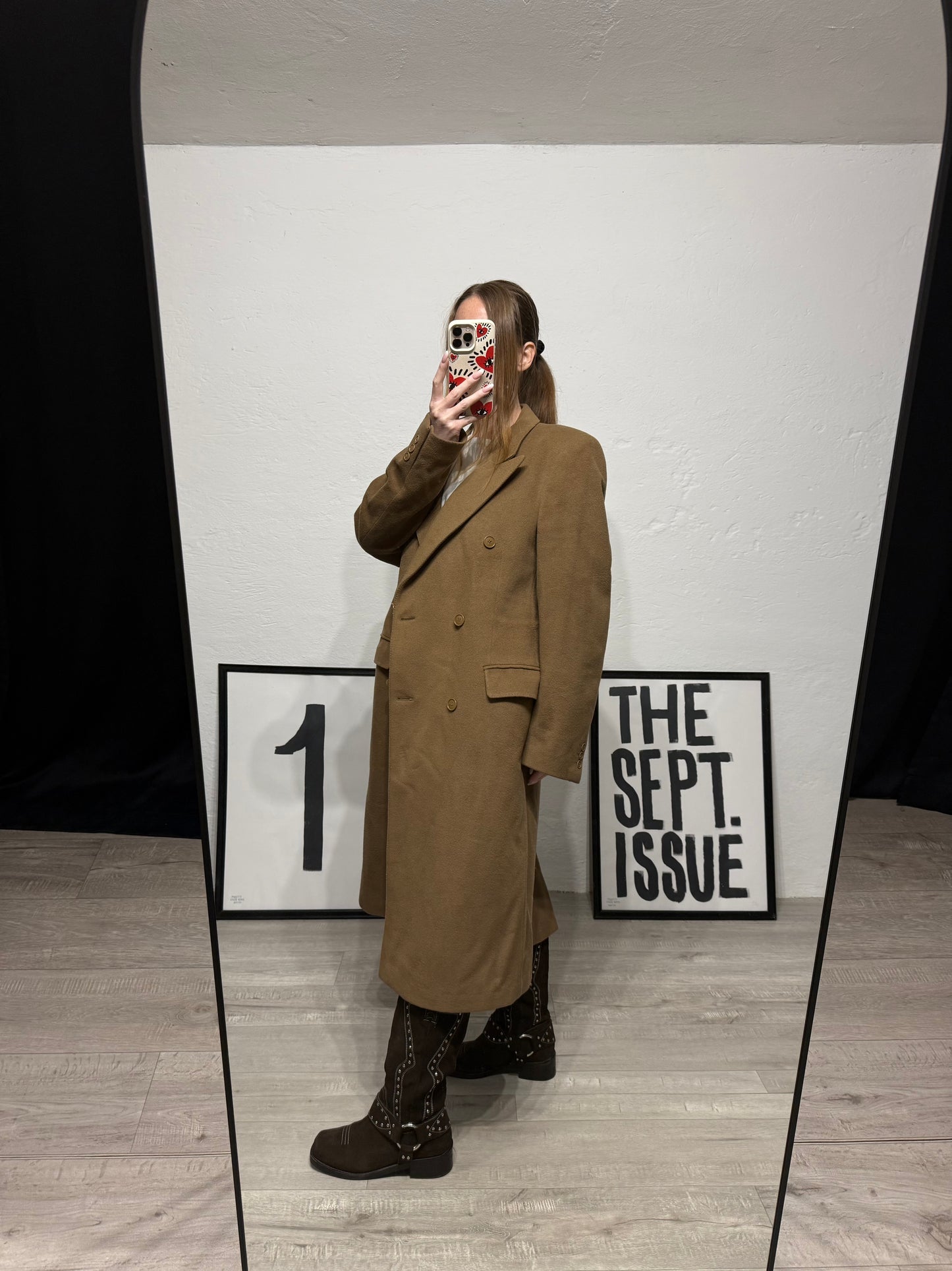 Cappotto cammello vintage doppiopetto 100% lana