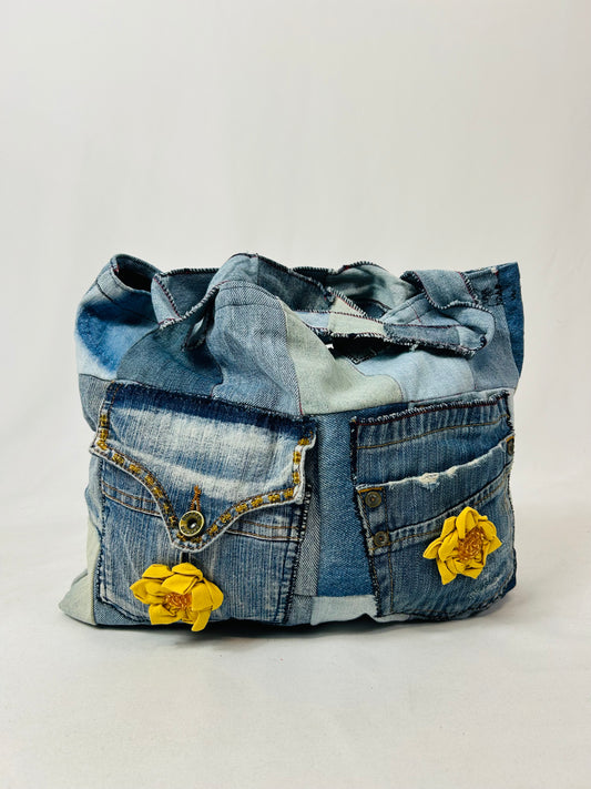 Denim patchwork handmade bag