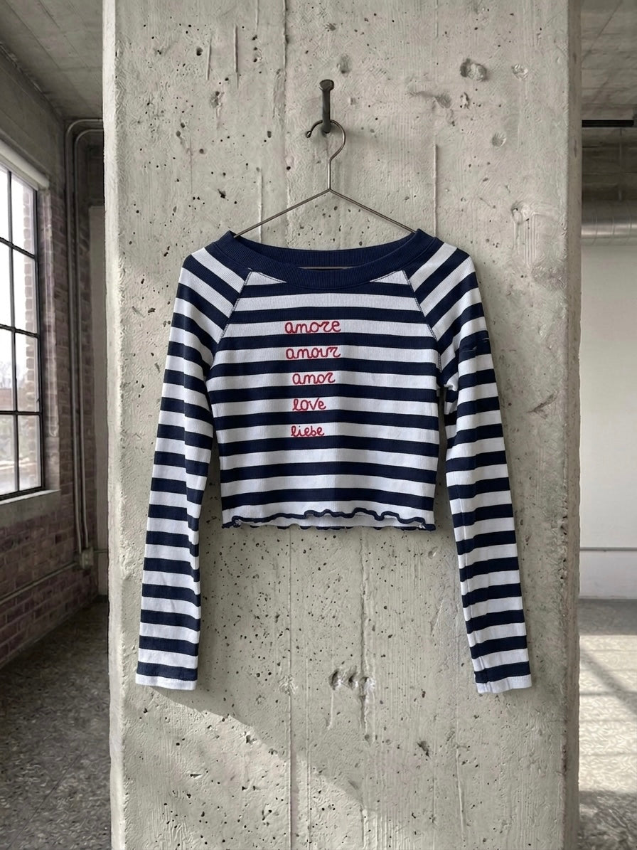 Maglia righe ‘amore’ handprinted