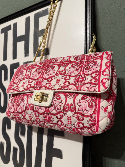 Borsa trapuntata mosaico fucsia