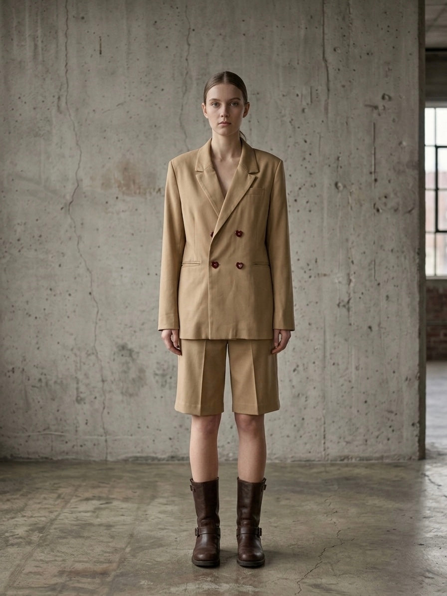 Blazer doppiopetto ‘white ghost heart’ reworked