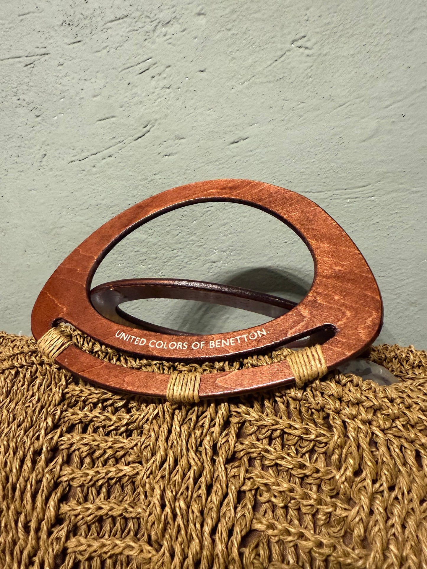 Borsa macramè manico legno