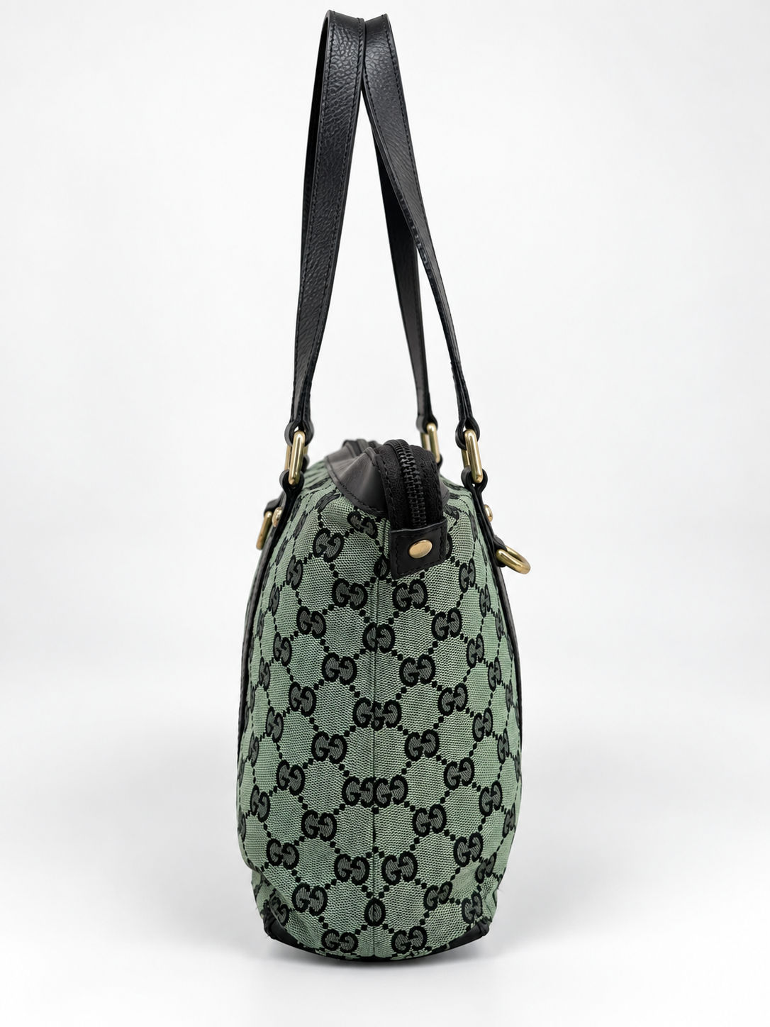 Gucci Tote GG Monogram Abbey Green Vintage Canvas e Pelle