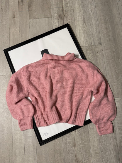 Maglioncino tricot zip rosa bubble