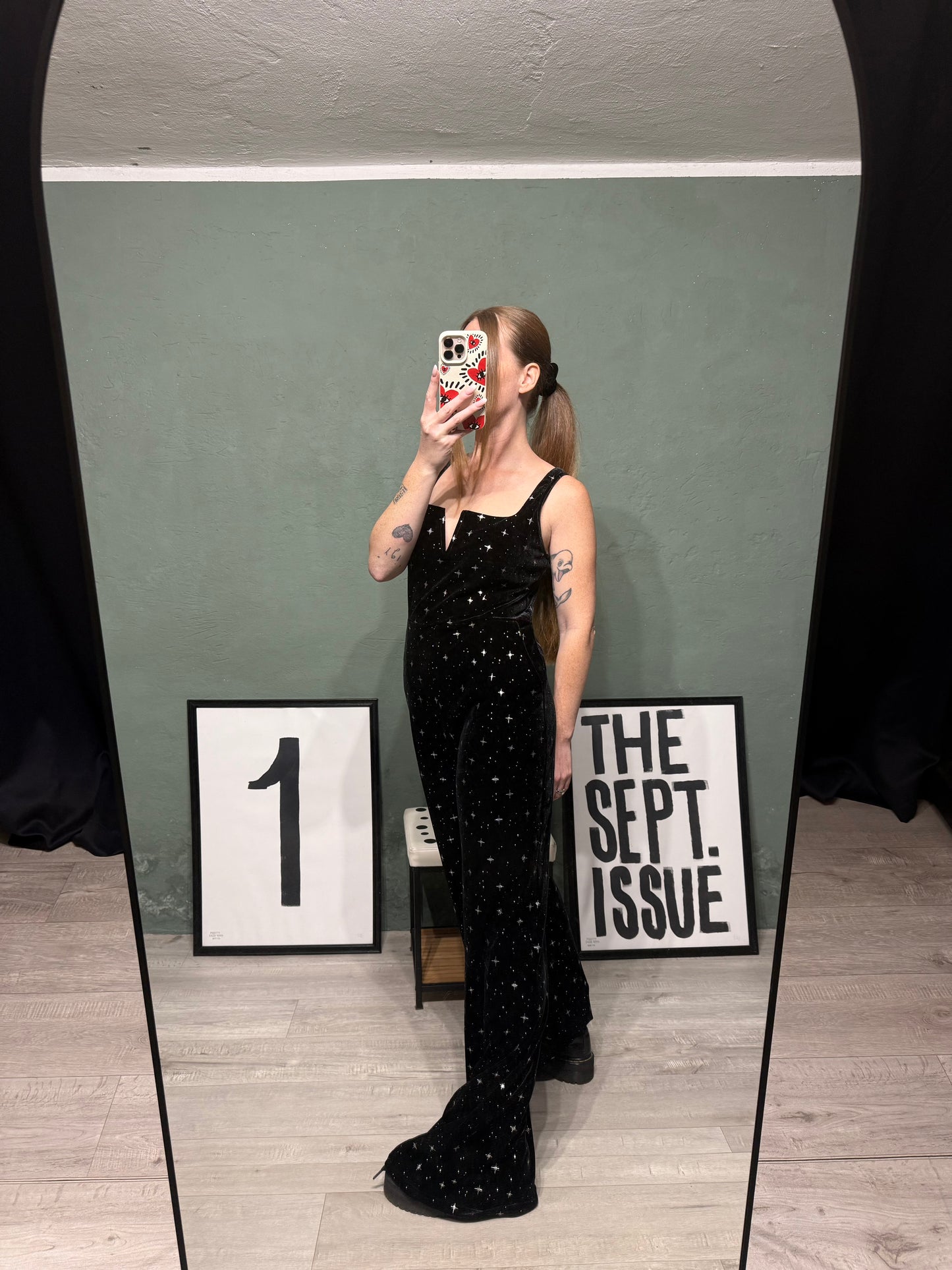 Tuta velluto stampa argento