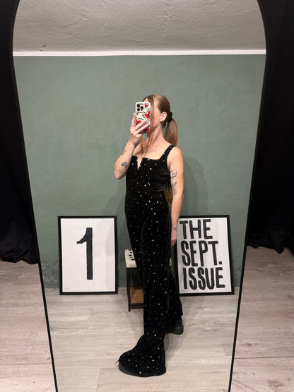 Tuta velluto stampa argento