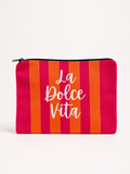 Pochette tela righe ‘La Dolce Vita’
