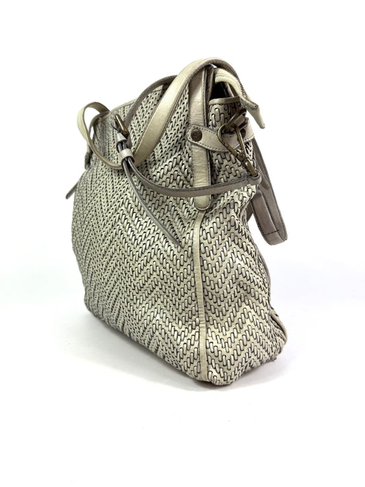 Borsa shopper in pelle intrecciata