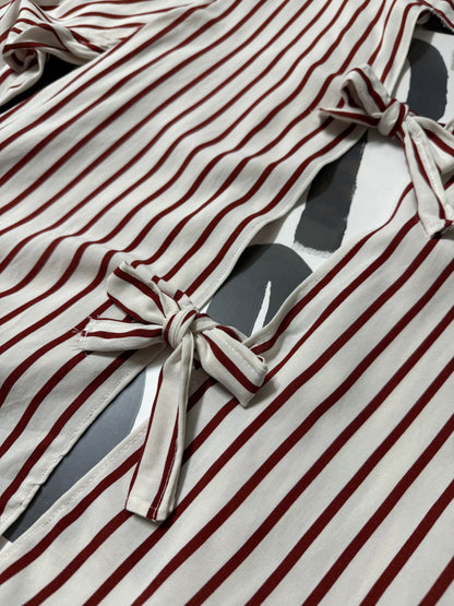 Camicia righe fiocco ‘NO COMMENT’