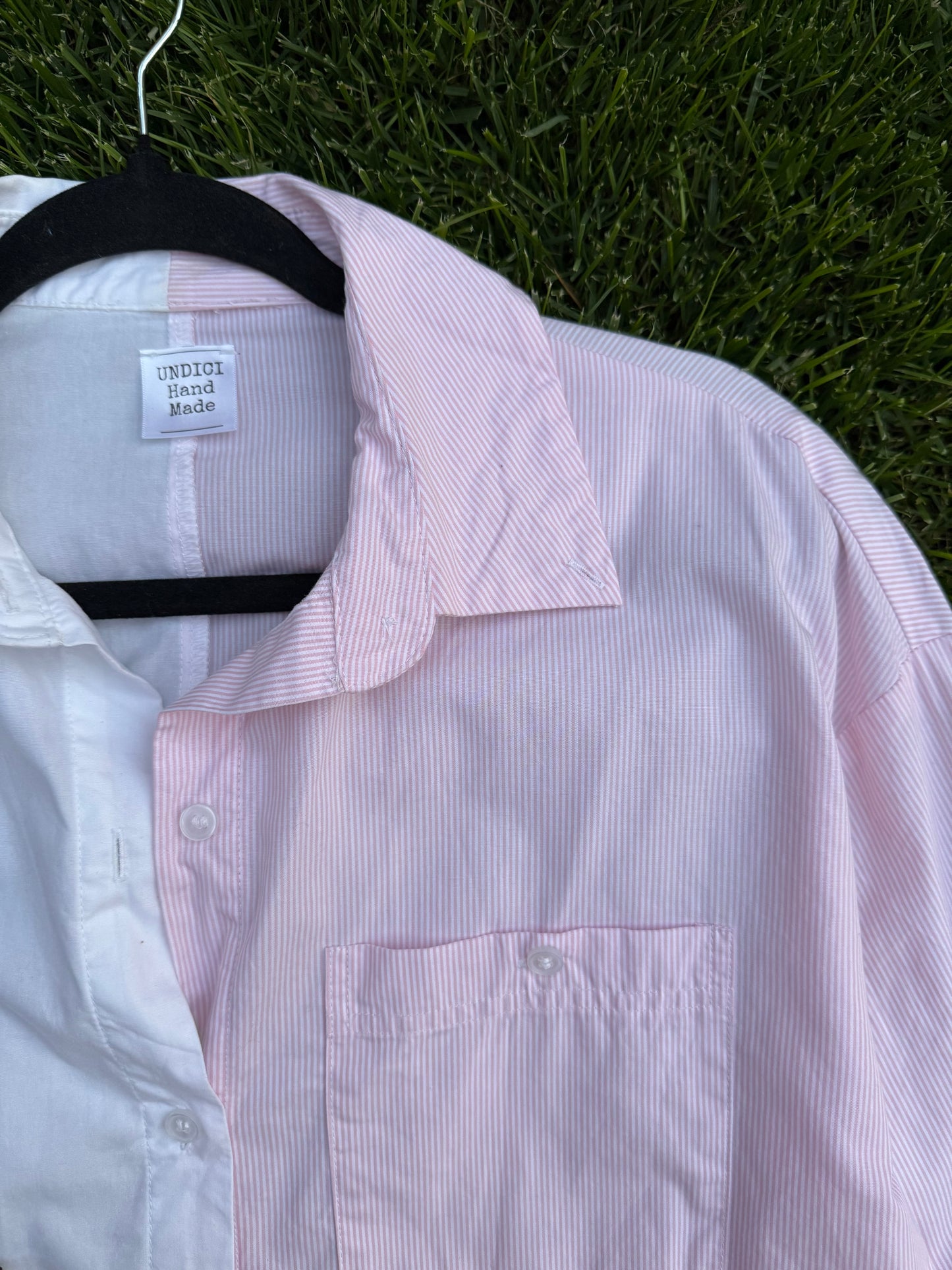 Camicia bicolor upcycling tg. M/L