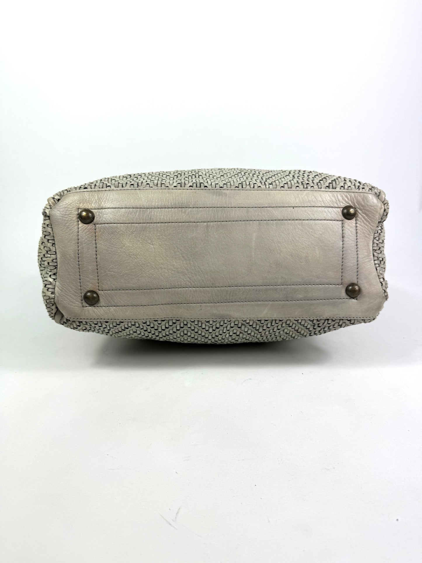 Borsa shopper in pelle intrecciata