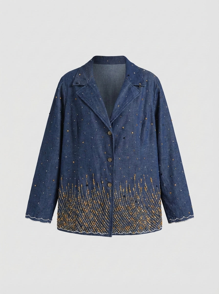 Blazer denim paillettes & perline