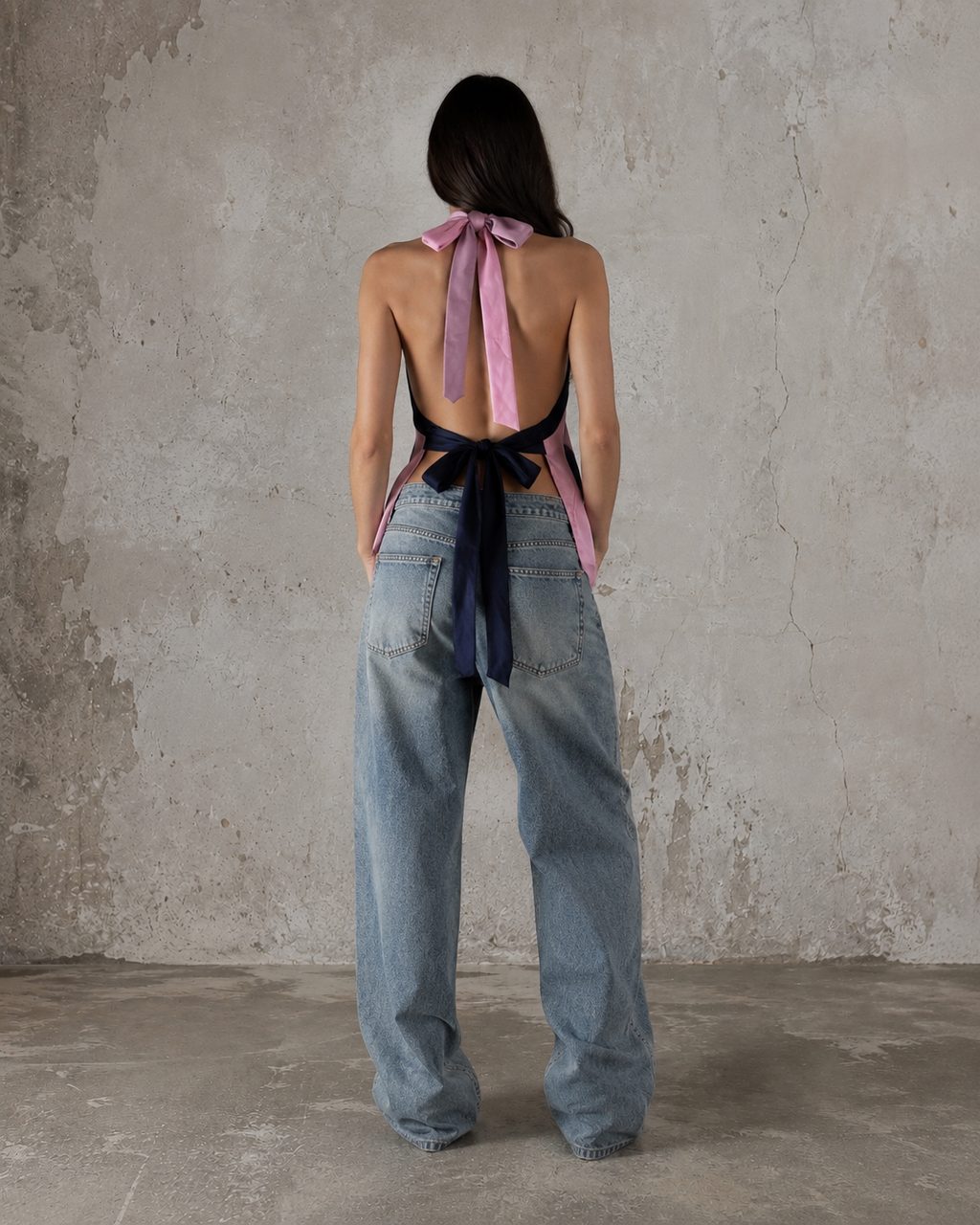 Top vintage pink-blue ‘Ties’