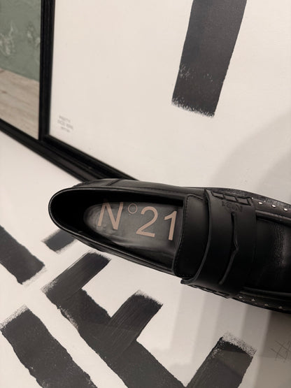 Mocassino punta quadrata borchie N°21 in pelle