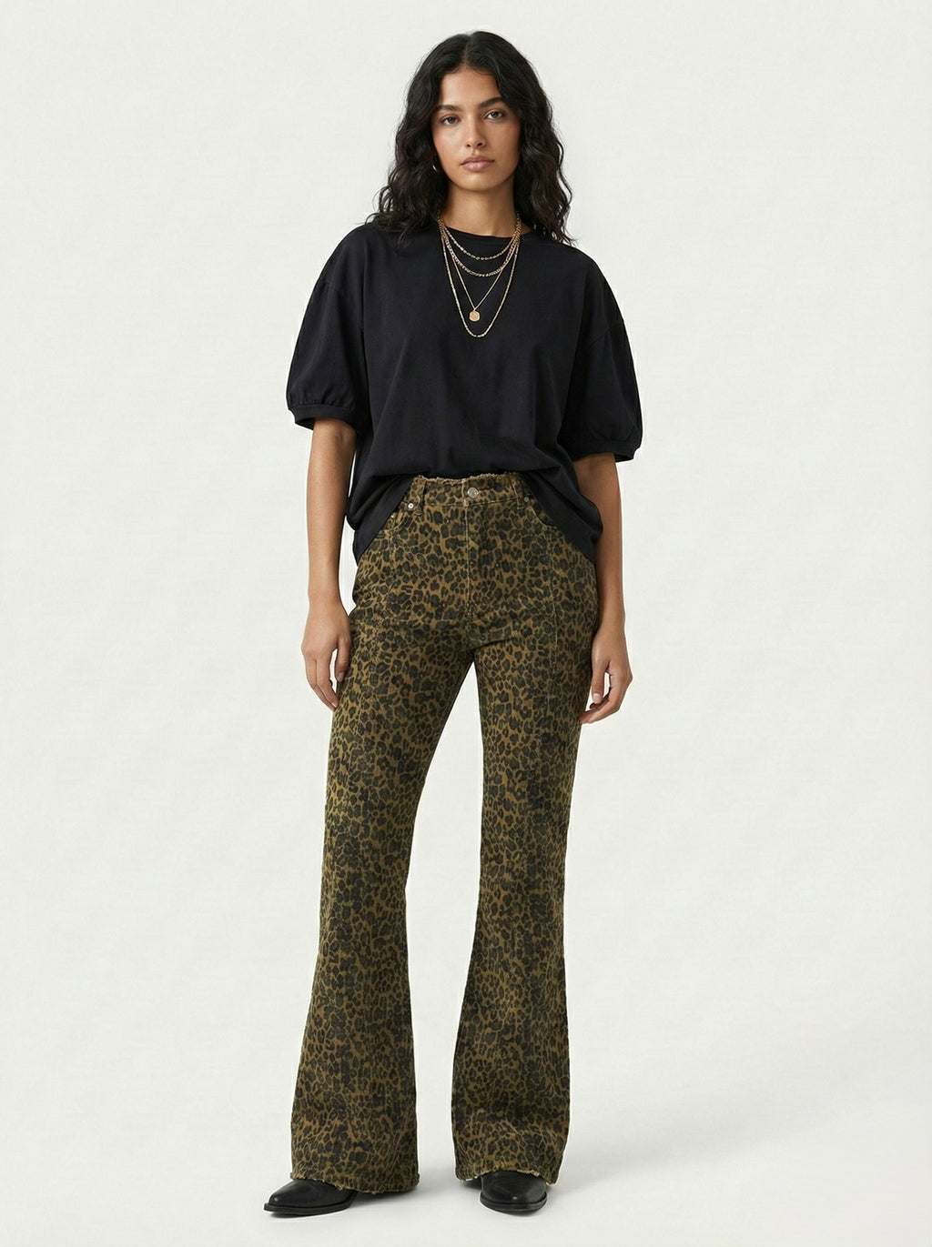 Jeans palazzo maculato elasticizzato