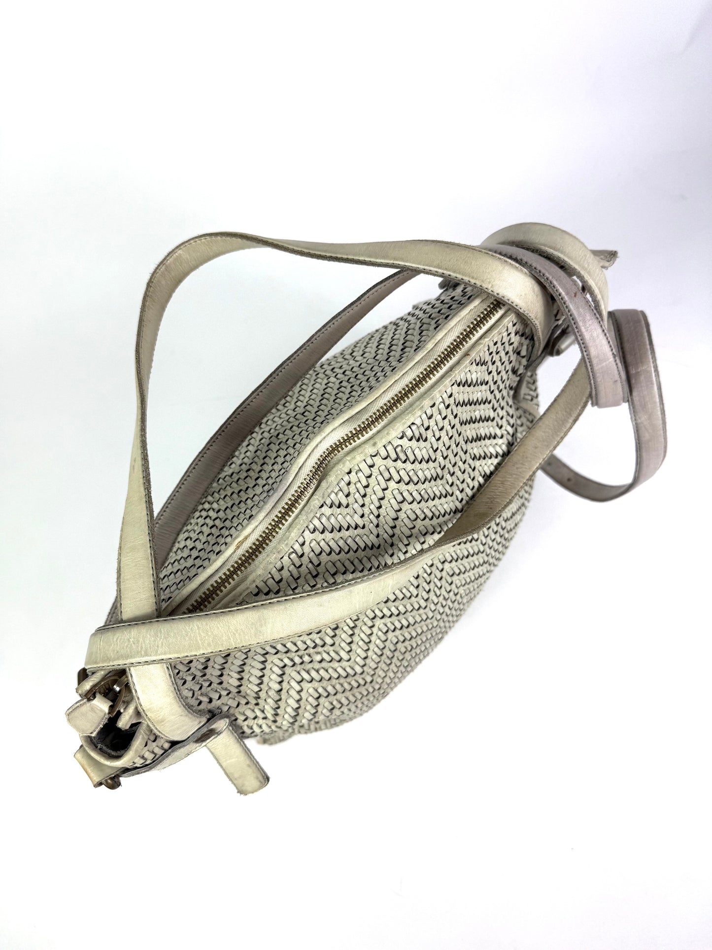 Borsa shopper in pelle intrecciata