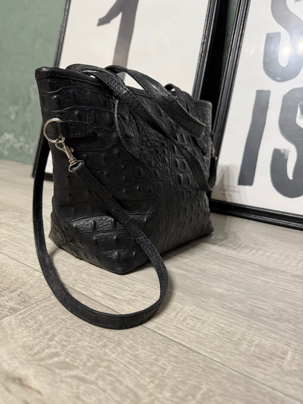 Shopper in pelle stampa cocco