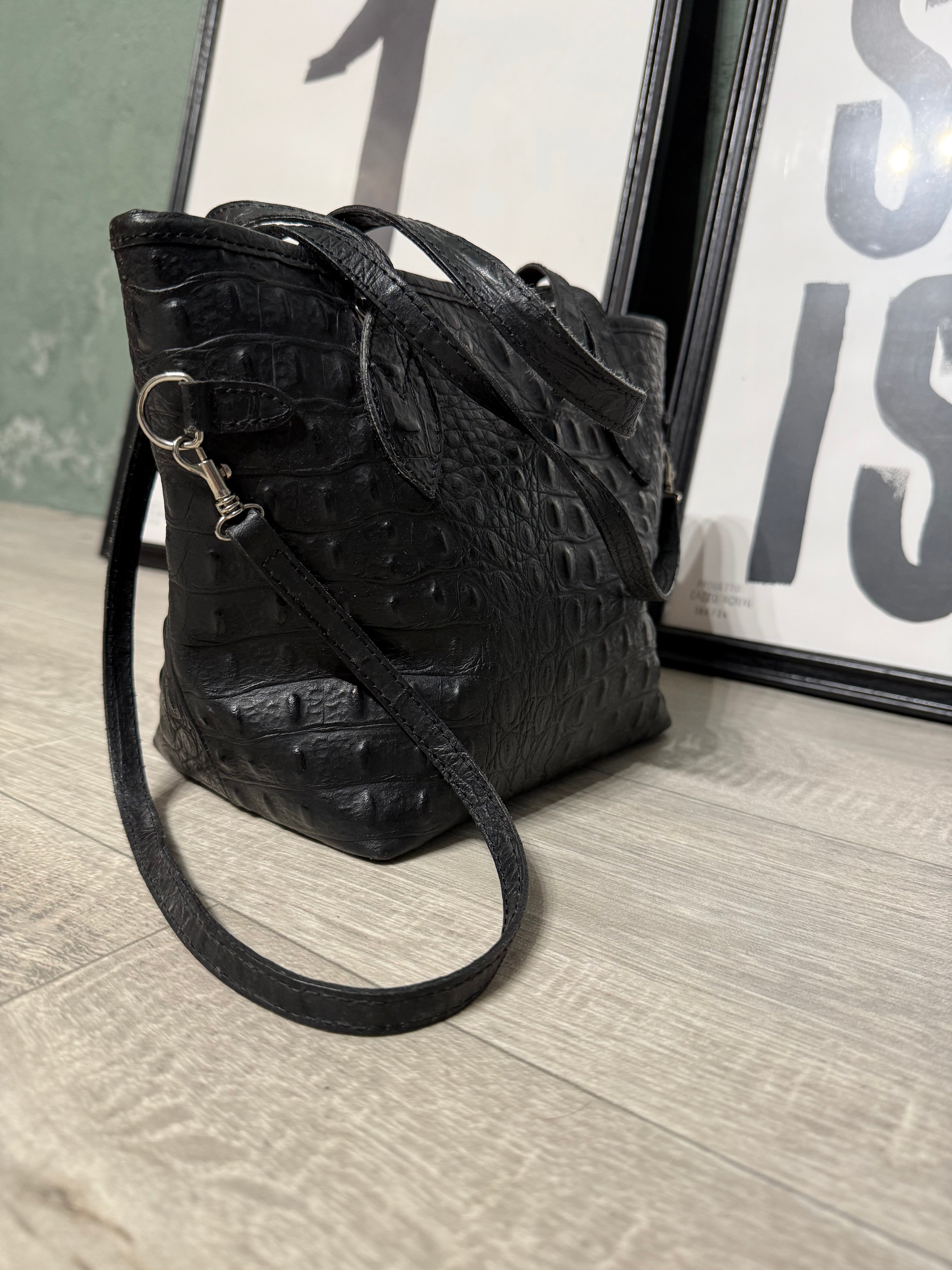 Shopper in pelle stampa cocco