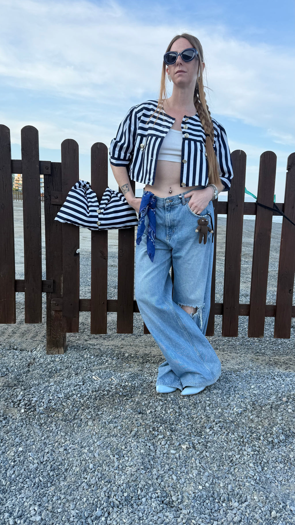 Blazer cropped righe tg.L