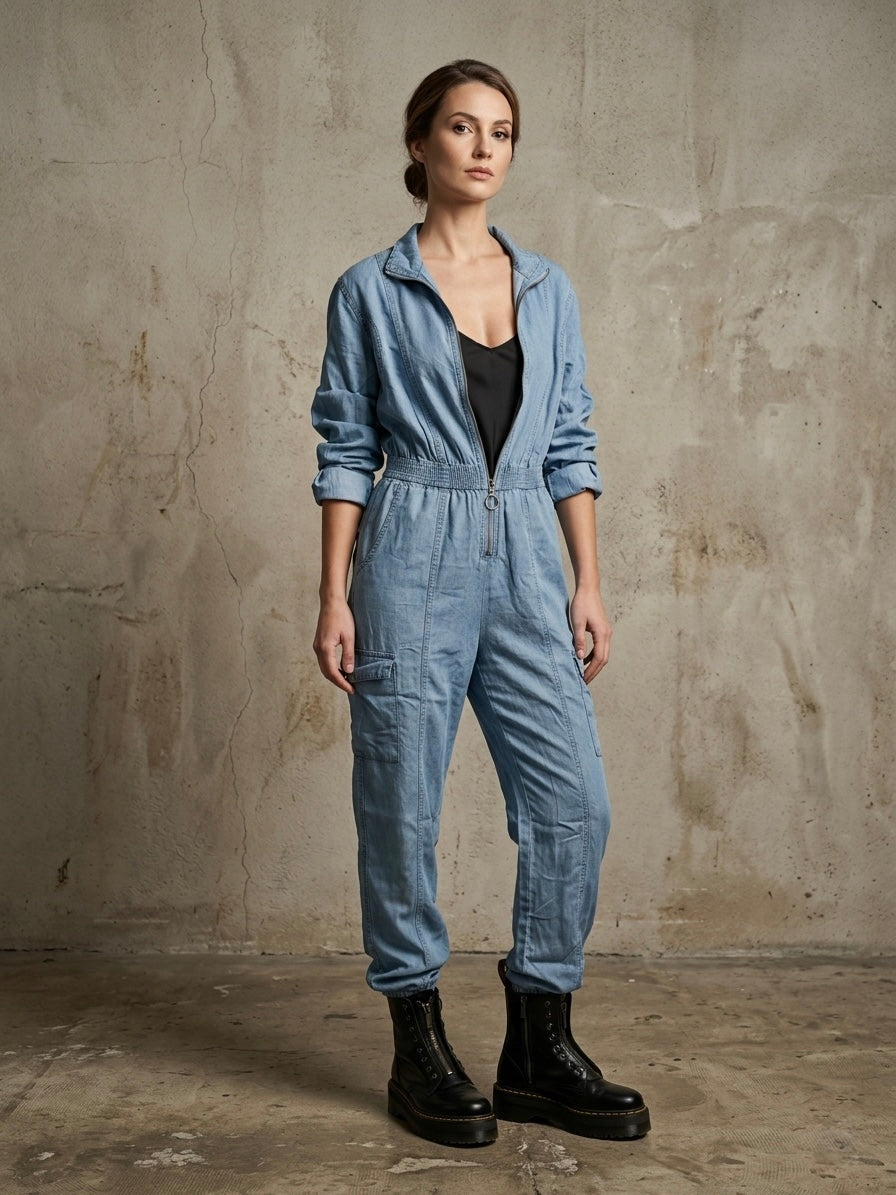 Tuta denim cargo