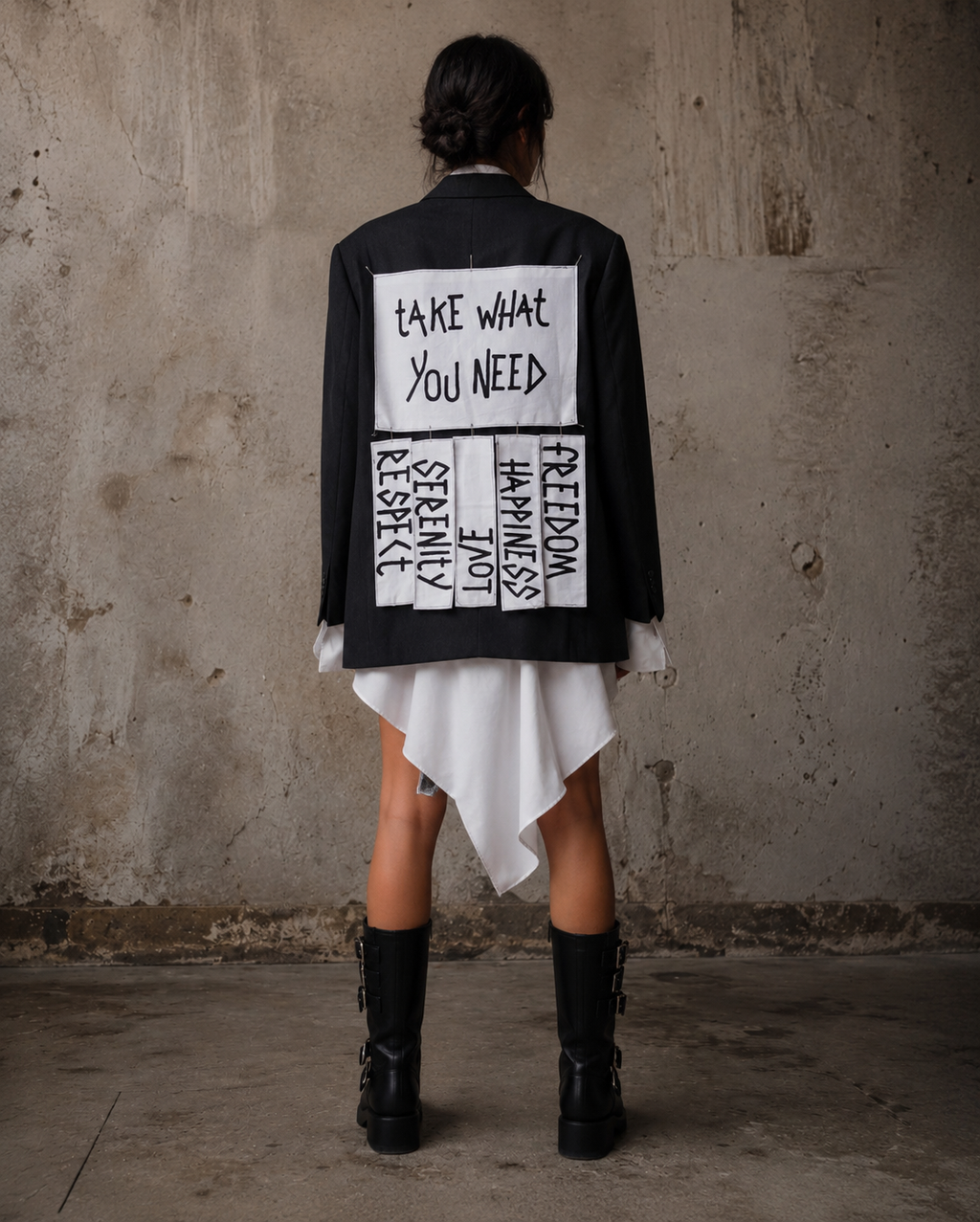 Blazer vintage ‘Take what you need’ reworked
