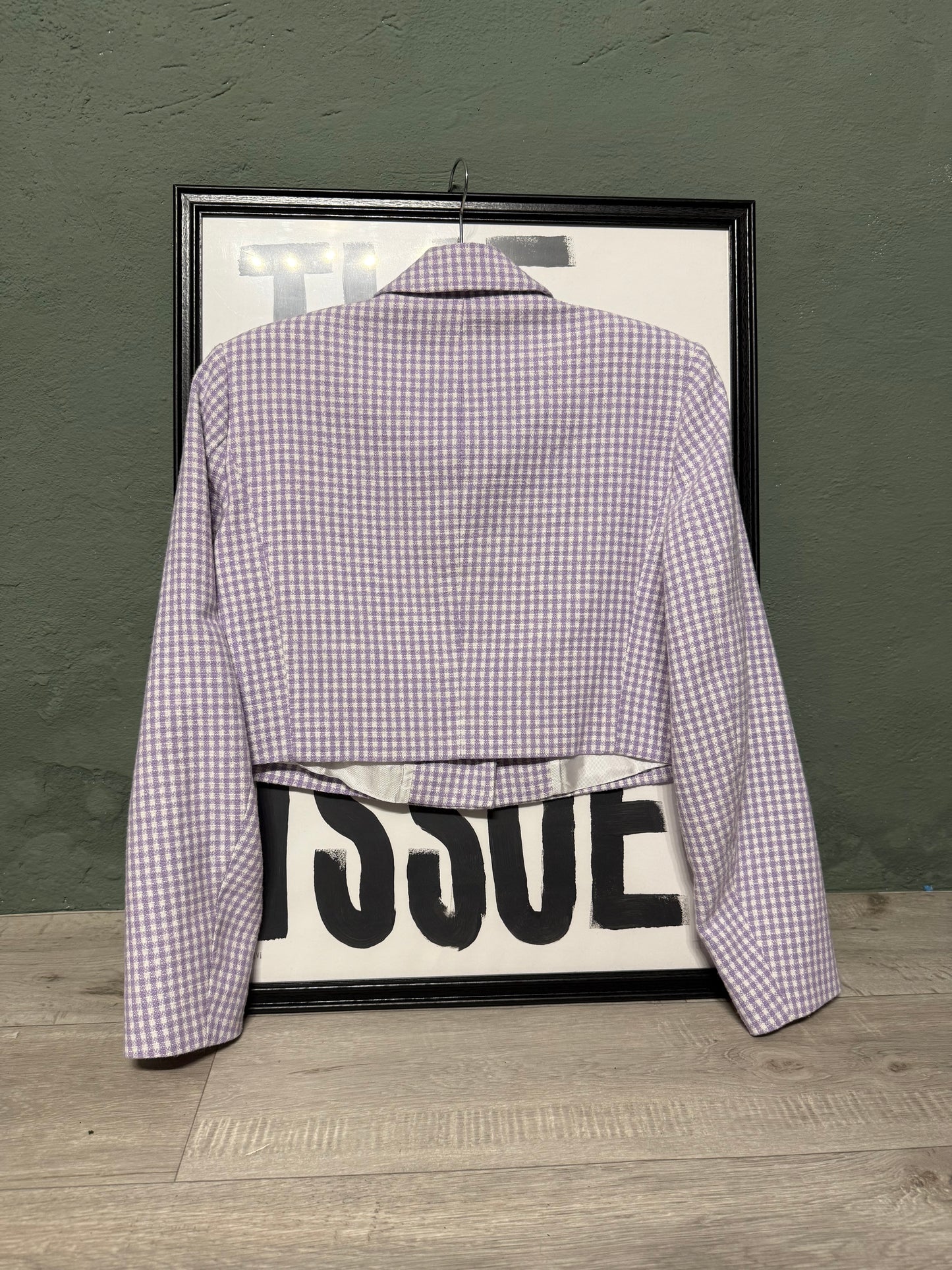 Blazer crop pied de poule lavanda Zara
