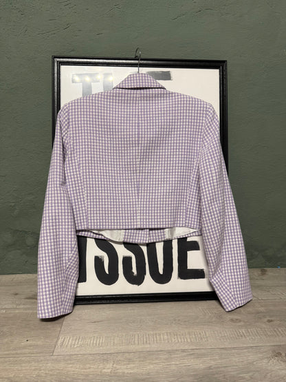 Blazer crop pied de poule lavanda Zara