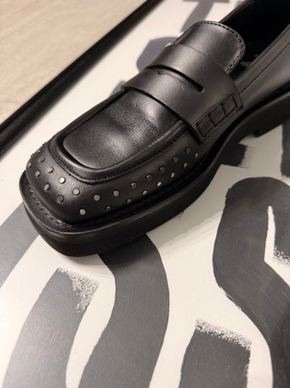 Mocassino punta quadrata borchie N°21 in pelle