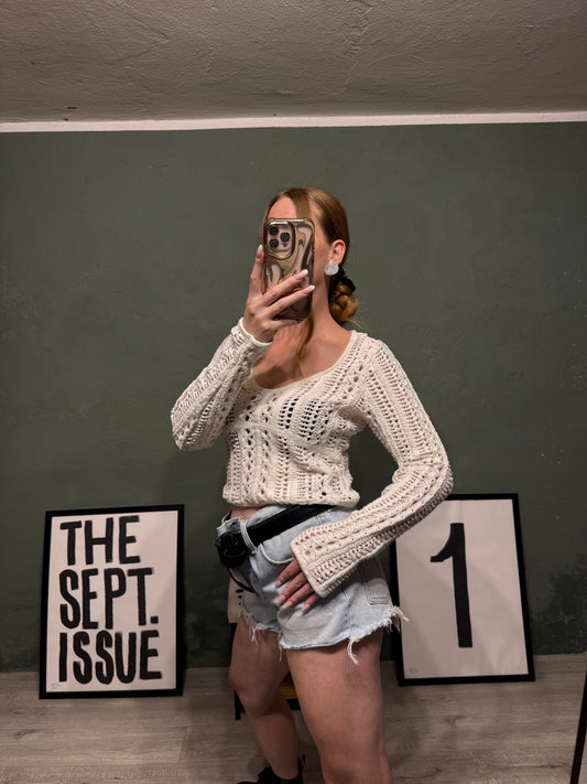 Maglia cropped uncinetto