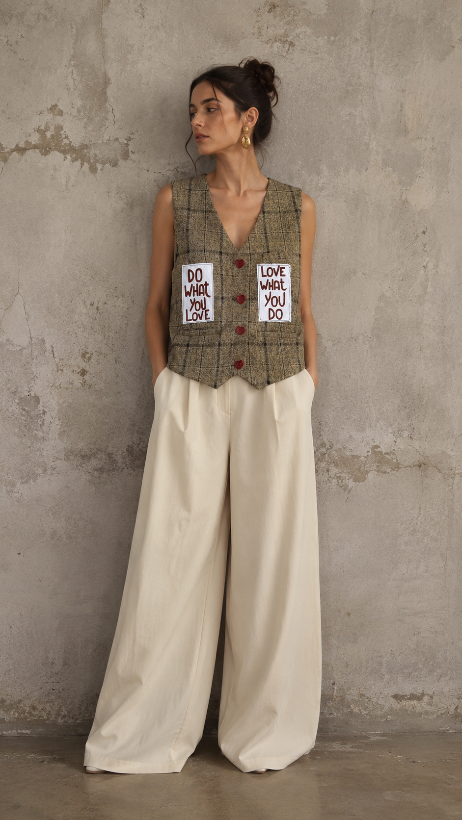 Gilet tweed ‘Do what you love’