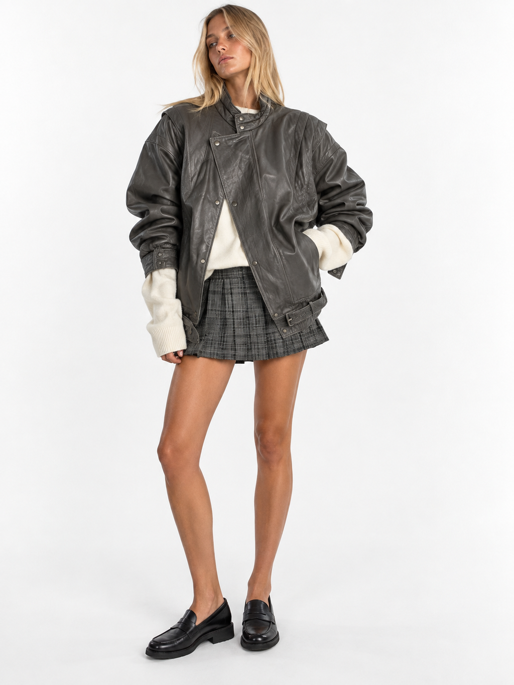Giacca bomber in pelle ‘No Rules’