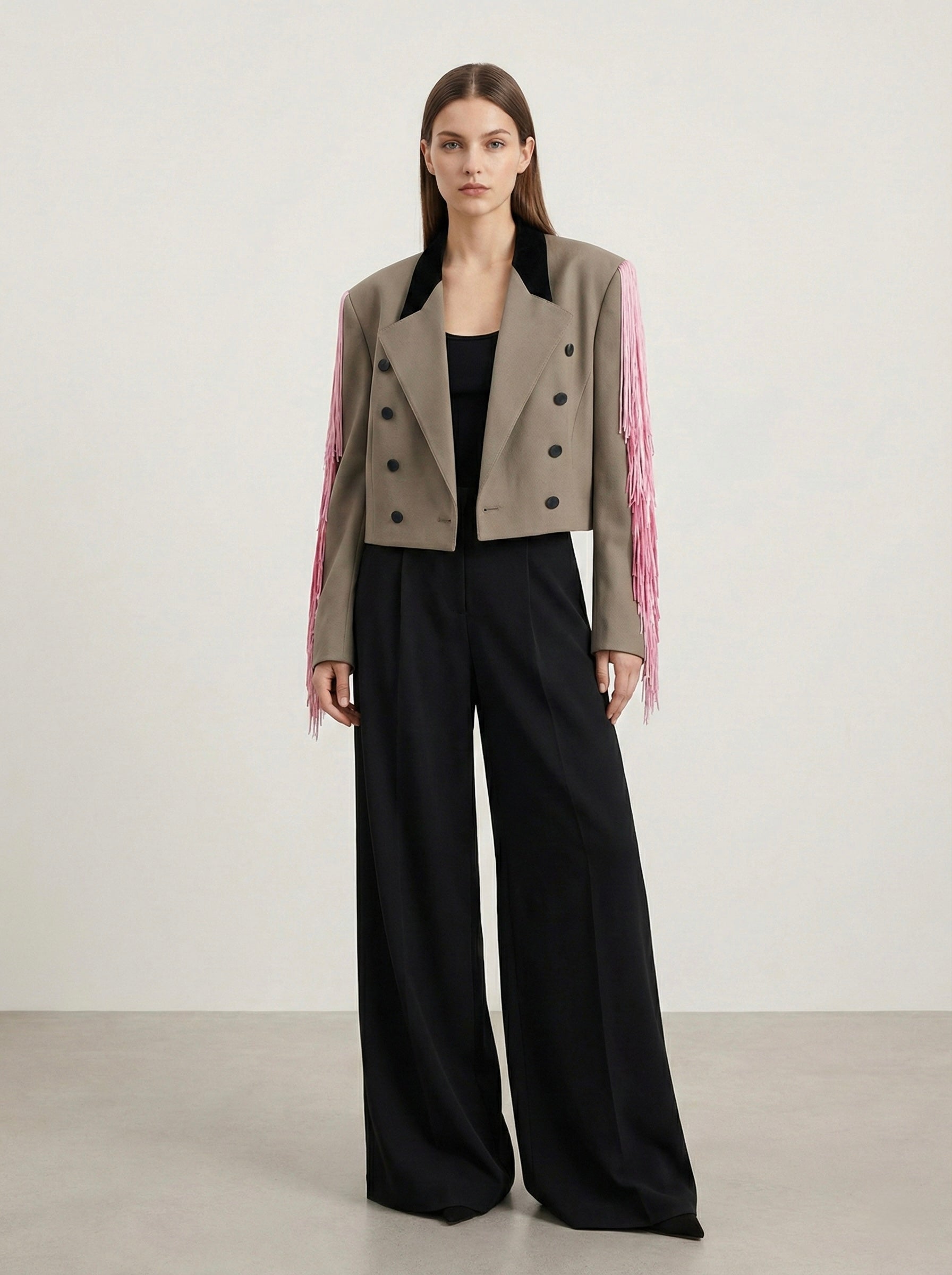 Blazer crop ‘Pink fringes’