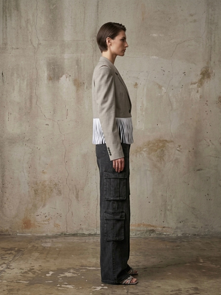 Blazer cropped-cut out frange