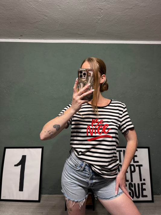 T-shirt righe ‘Be nice’ tg. S/M