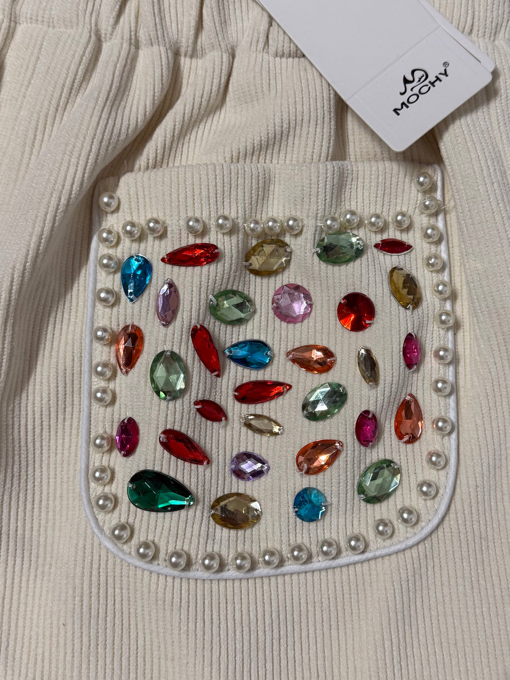 Shorts costine di velluto strass