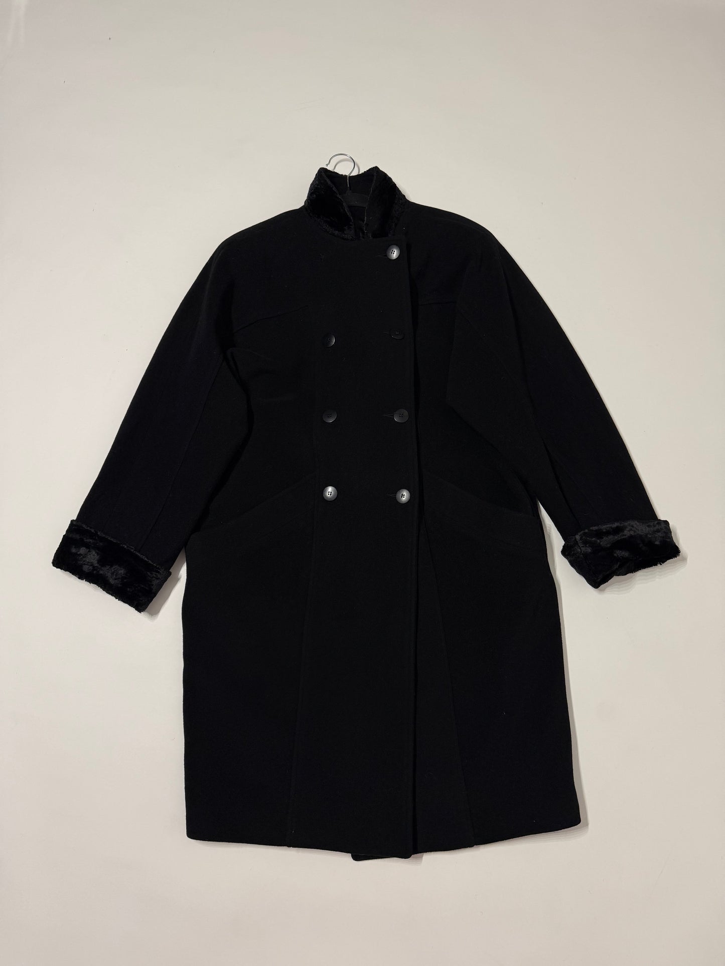 Cappotto vintage doppiopetto 100% lana vergine nero