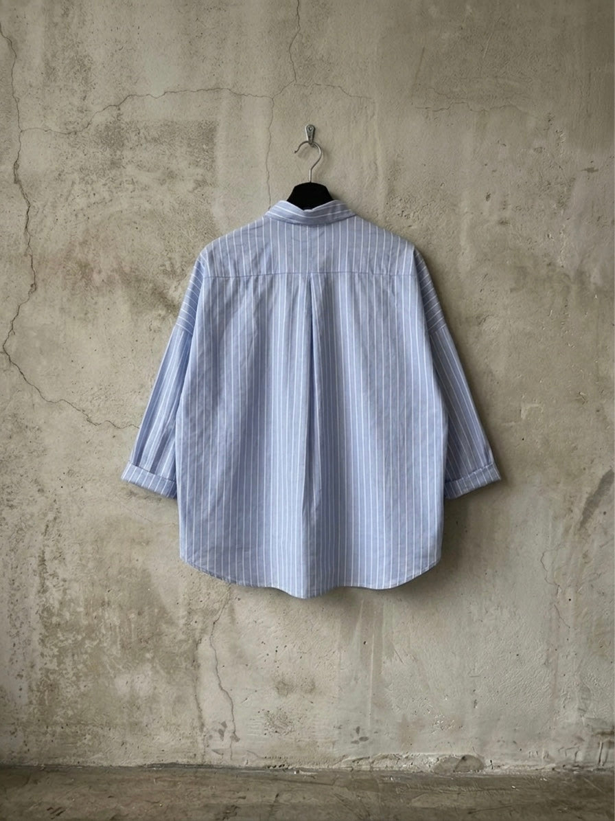 Camicia righe ‘La pazienza è finita’ hand printed