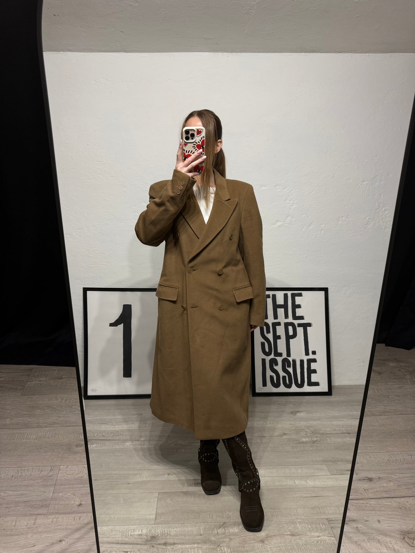 Cappotto cammello vintage doppiopetto 100% lana