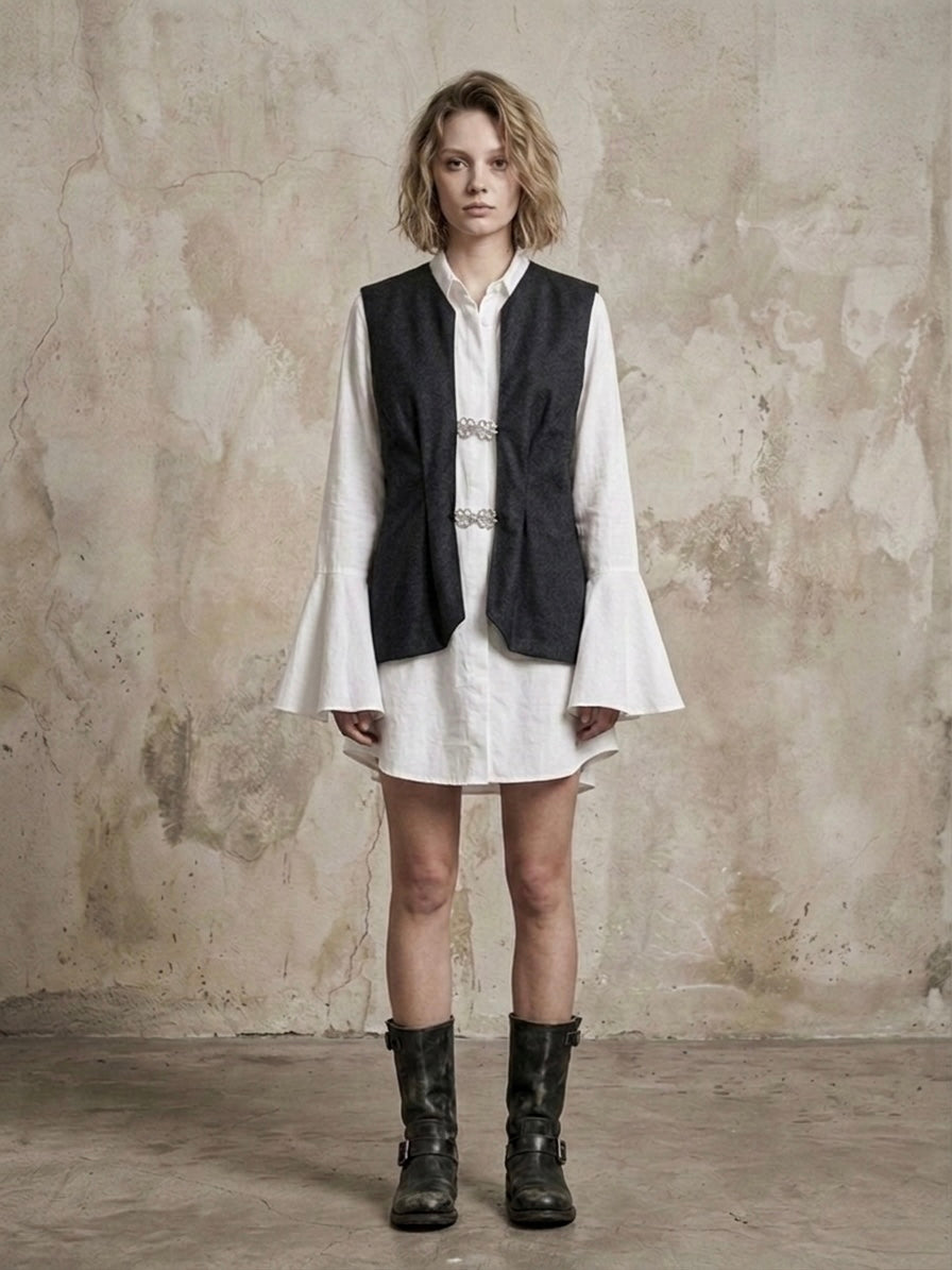 Blazer smanicato ‘anche meno’ hand printed