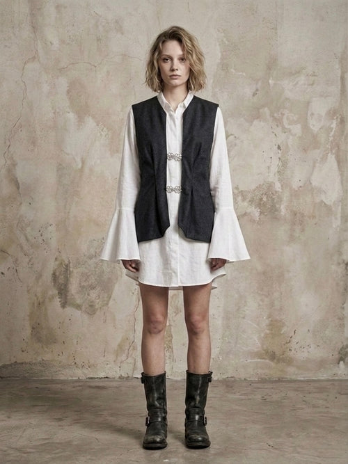 Blazer smanicato ‘anche meno’ hand printed