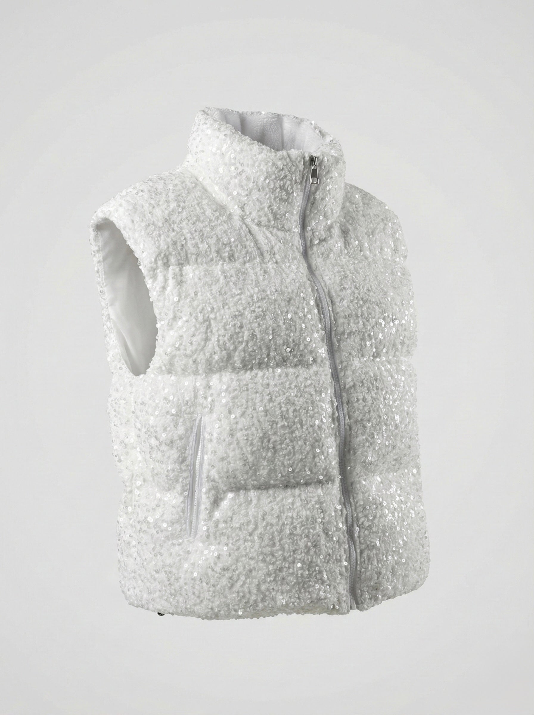 Gilet fluffy paillettes